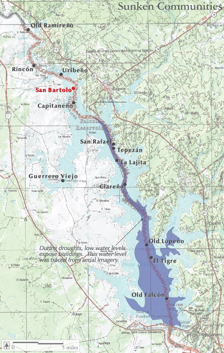 Texas Landscape Project: Map of Falcon Reservoir and Sunken Communities