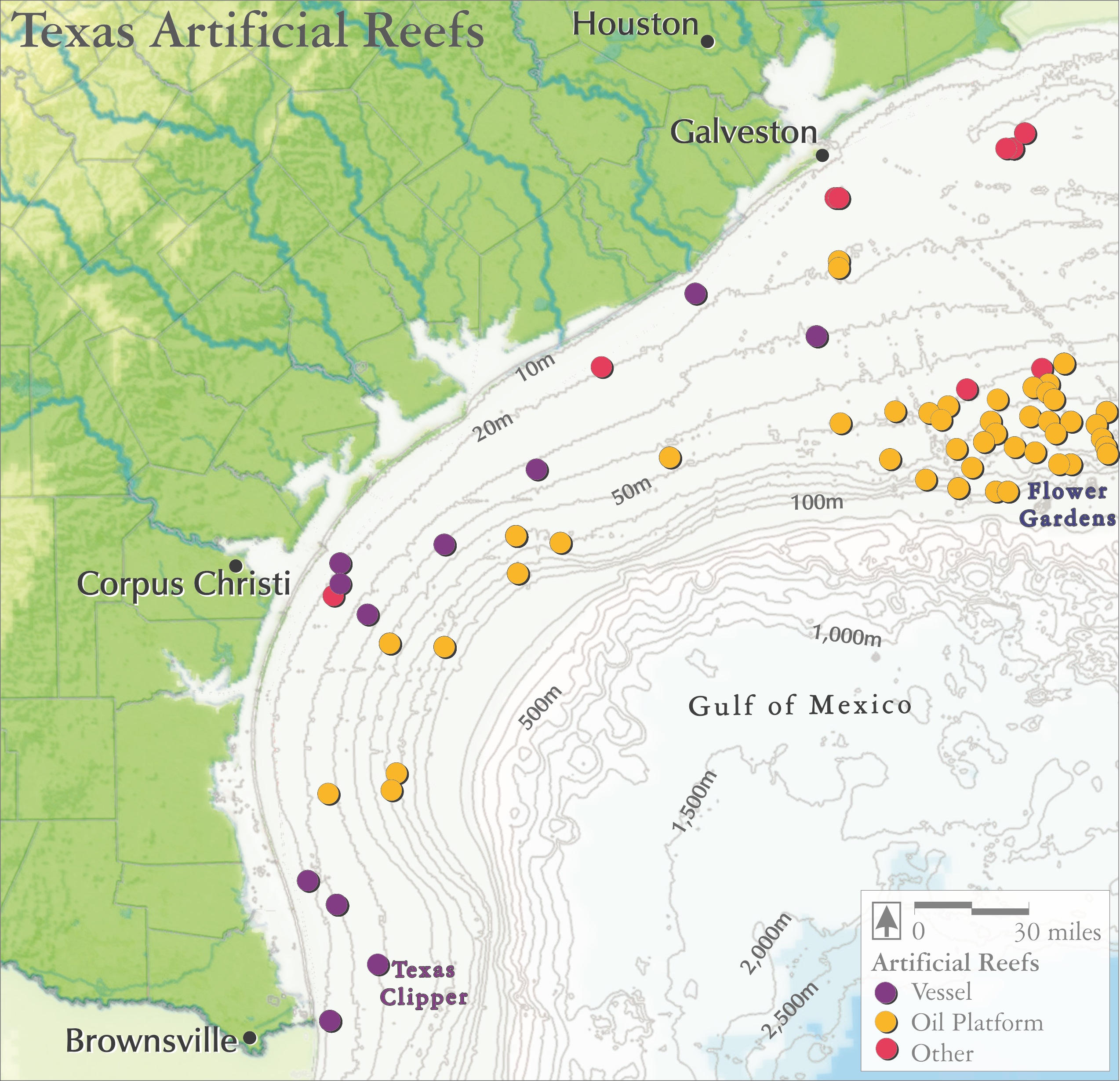 Texas Landscape Project: Map of Artificial Reefs